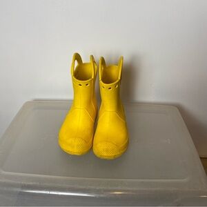 CROCS Bright Yellow Kids Rain Boots Waterproof Rubber Size 9